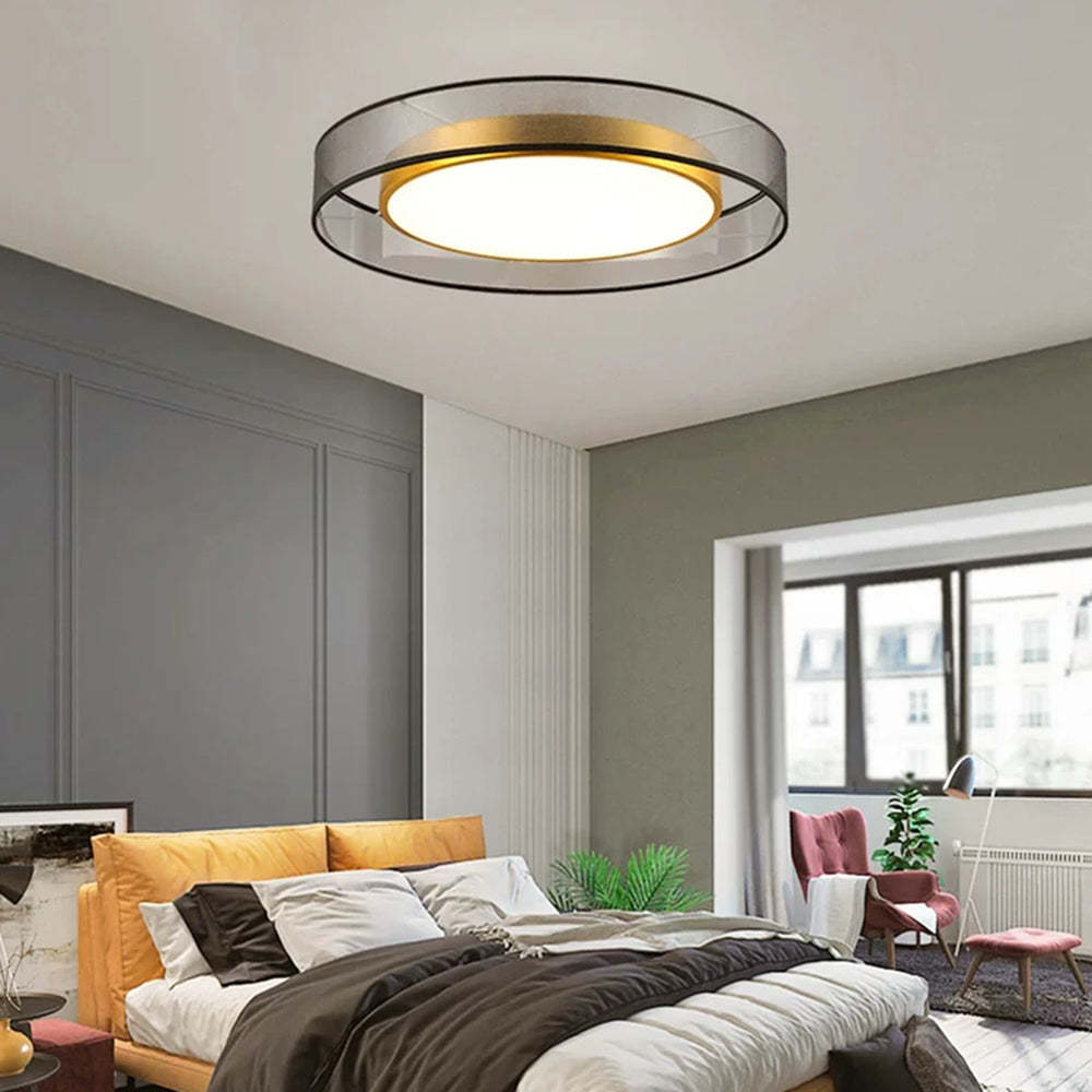 Arisha Nordic Modern Round LED Flush Mount Ceiling Light, Gold Copper - Neutral Decor