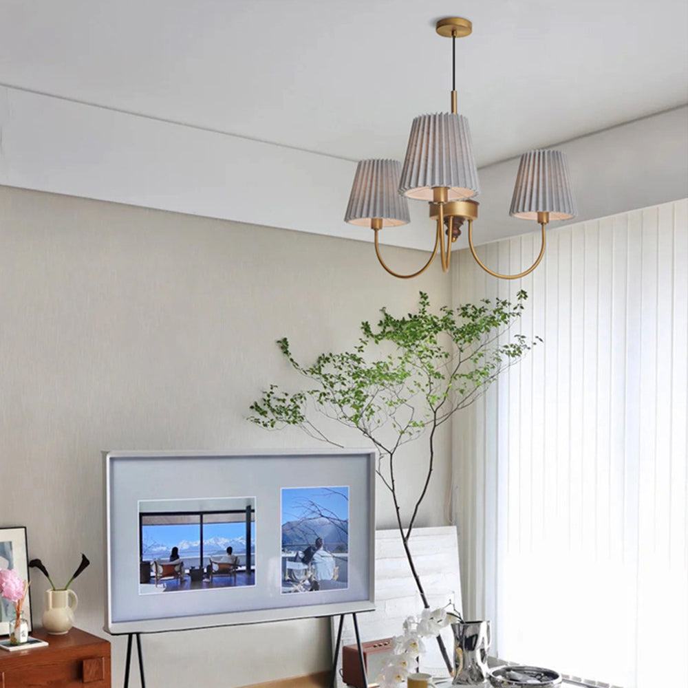 Silva Modern Retro Fabric Chandelier, White/Green - Neutral Decor