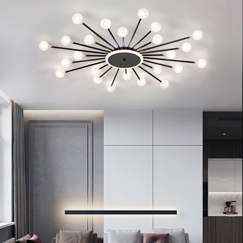 Arisha Nordic LED Flush Mount Ceiling Light Gold/Black Metal Living Room - Neutral Decor