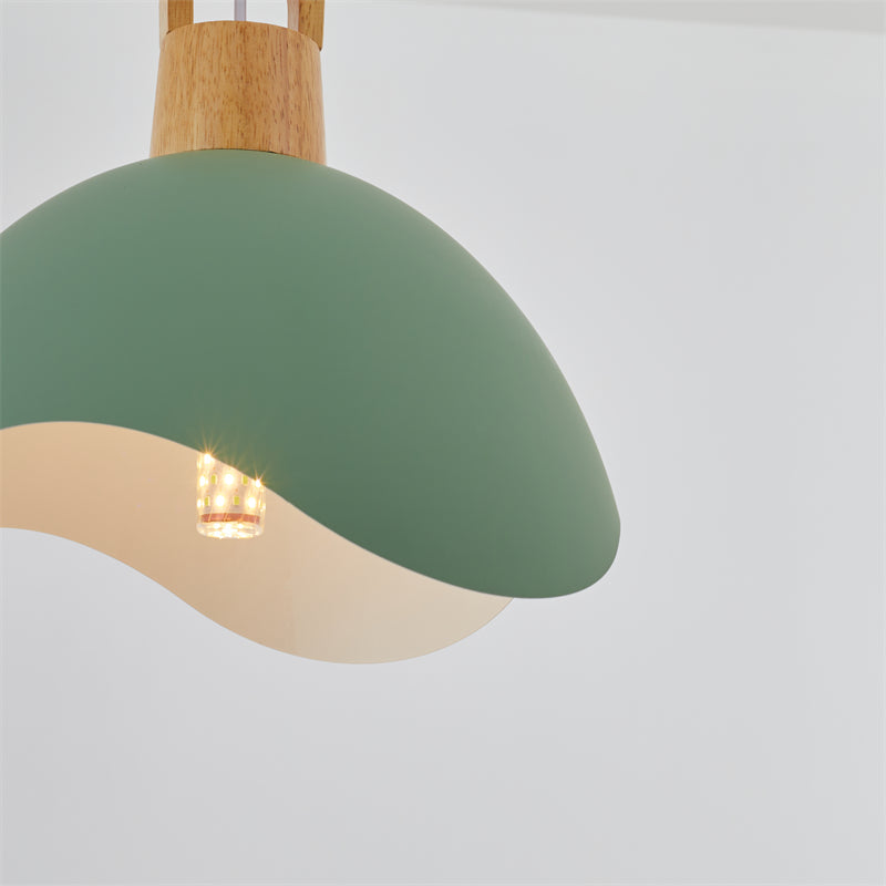 Valentina Colorful Shade Single Pendant Lights, Wood & Metal - Neutral Decor