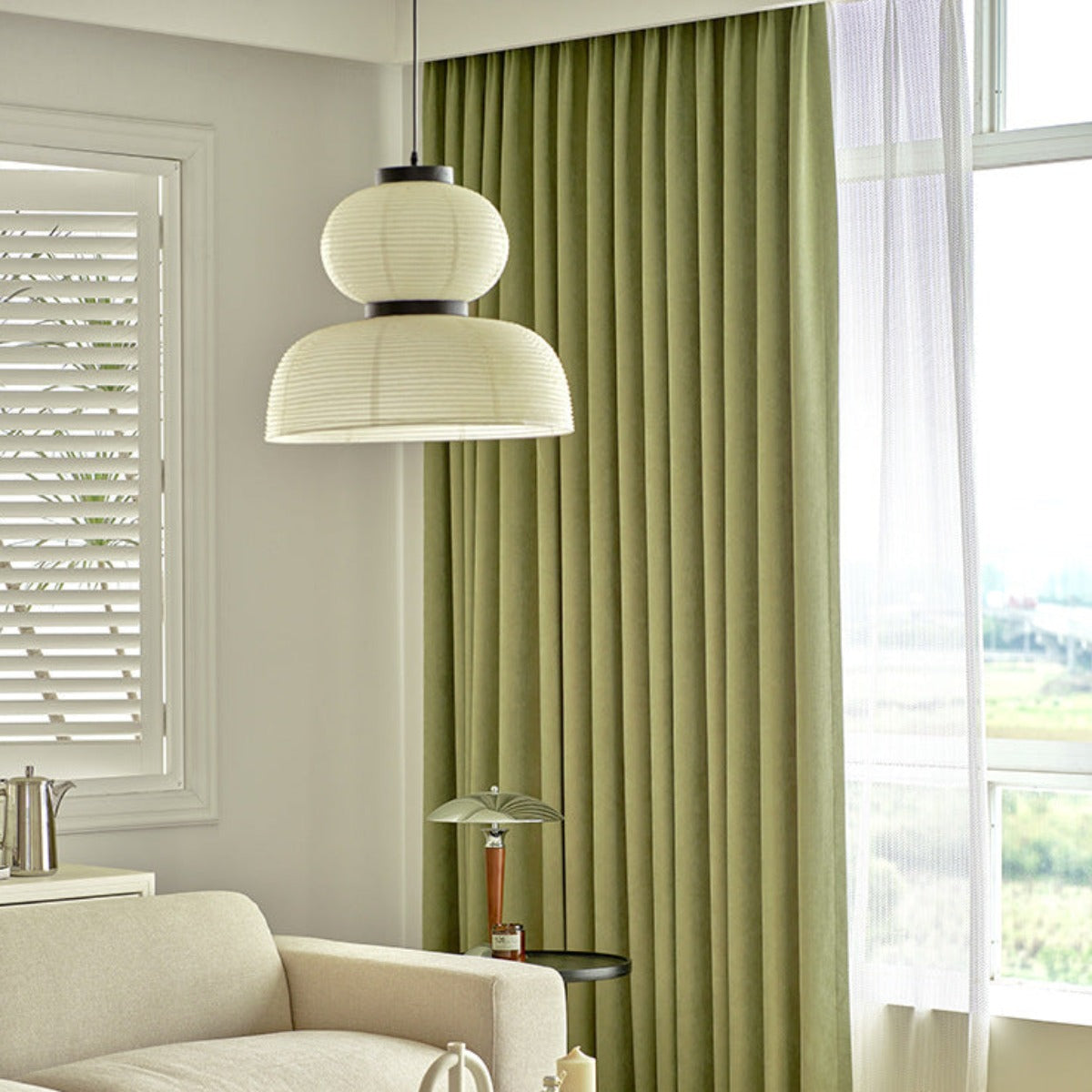 Muto Retro Fabric & Metal Pendant Light, 2 Style - Neutral Decor