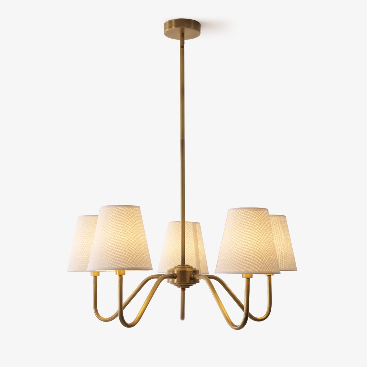 Viraean Vintage Industrial Brass Fabric Chandelier-Neutral Decor