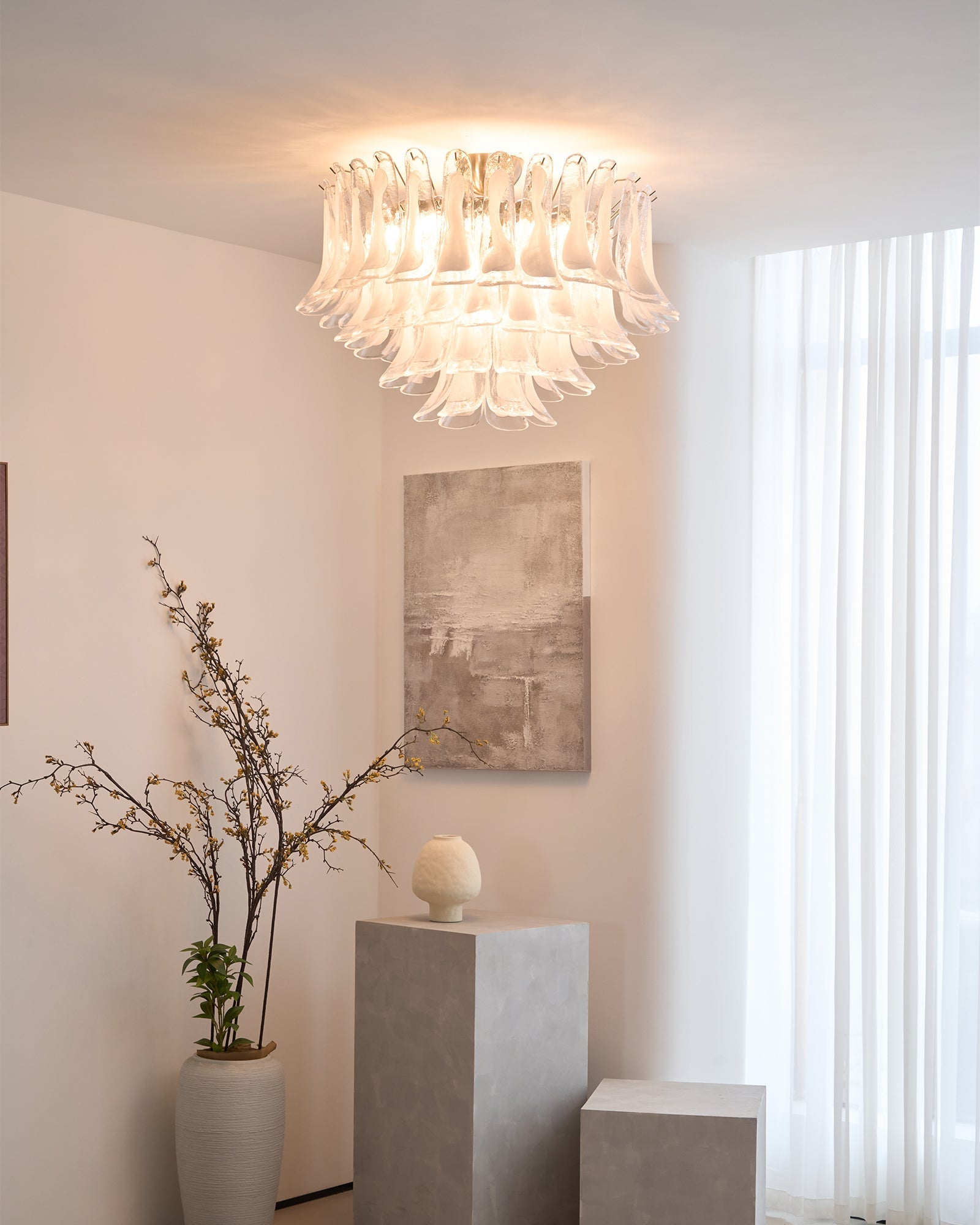 Aurora Ceiling Lamp Clear Glass Wave Layered Elegant-Neutral Decor
