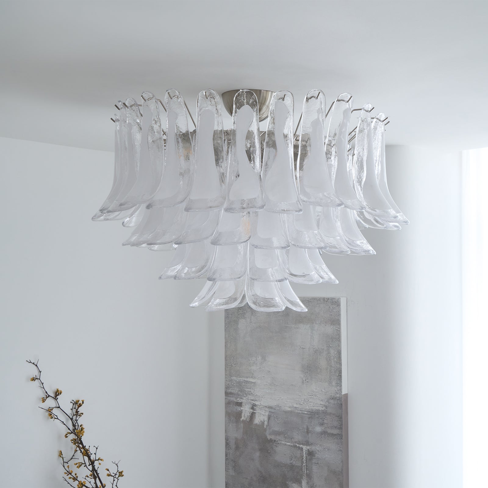 Aurora Ceiling Lamp Clear Glass Wave Layered Elegant-Neutral Decor
