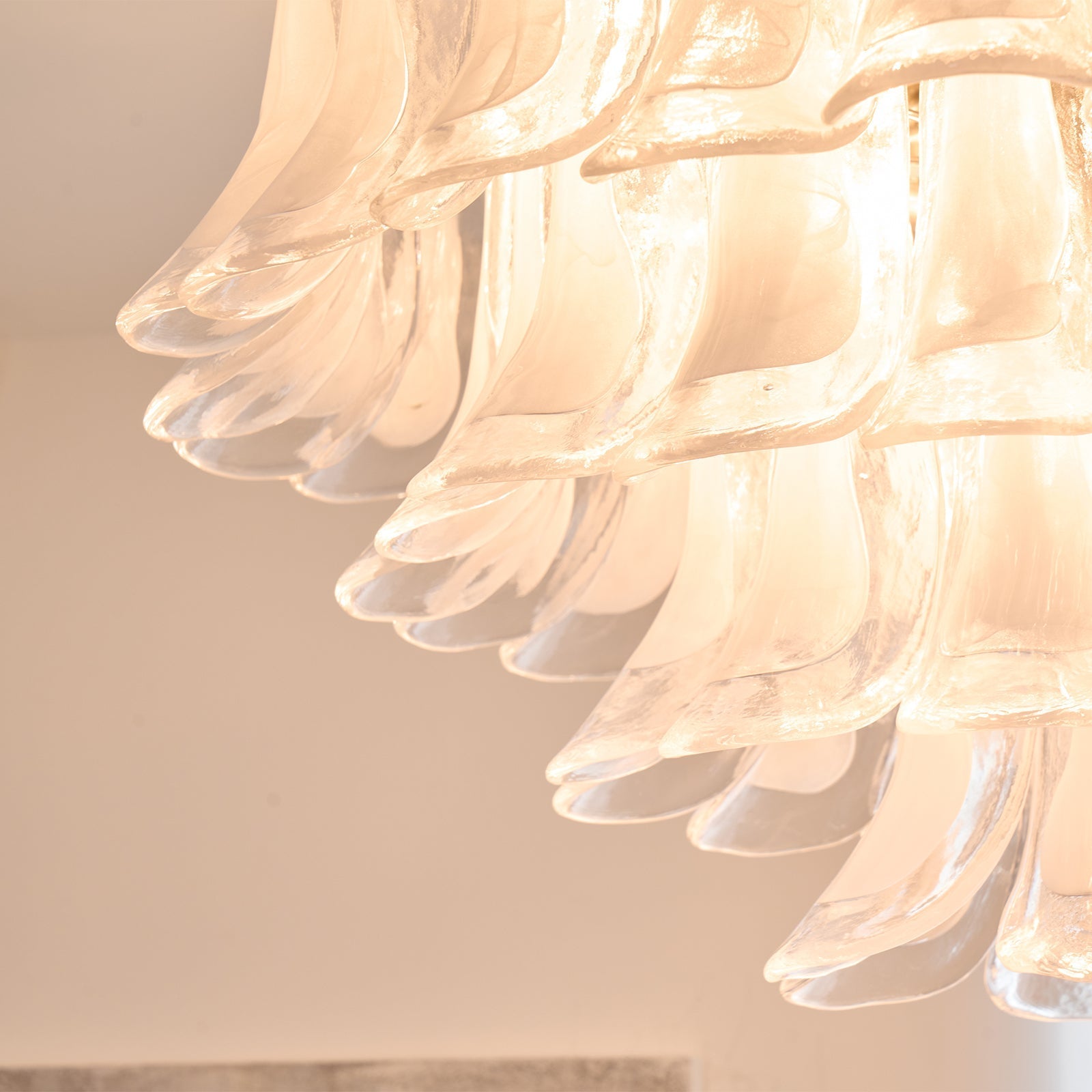 Aurora Ceiling Lamp Clear Glass Wave Layered Elegant-Neutral Decor