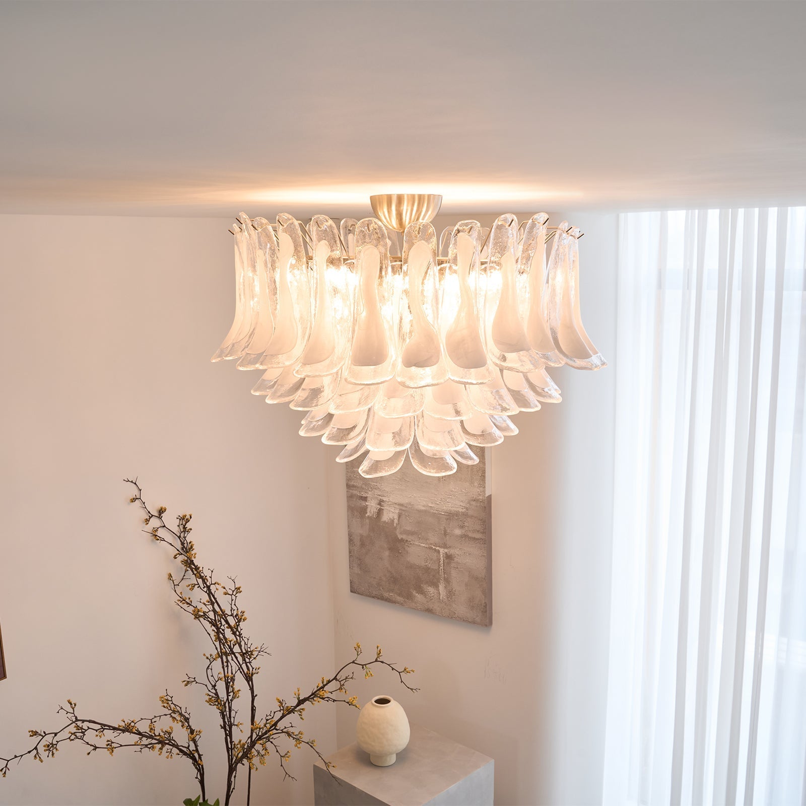Aurora Ceiling Lamp Clear Glass Wave Layered Elegant-Neutral Decor