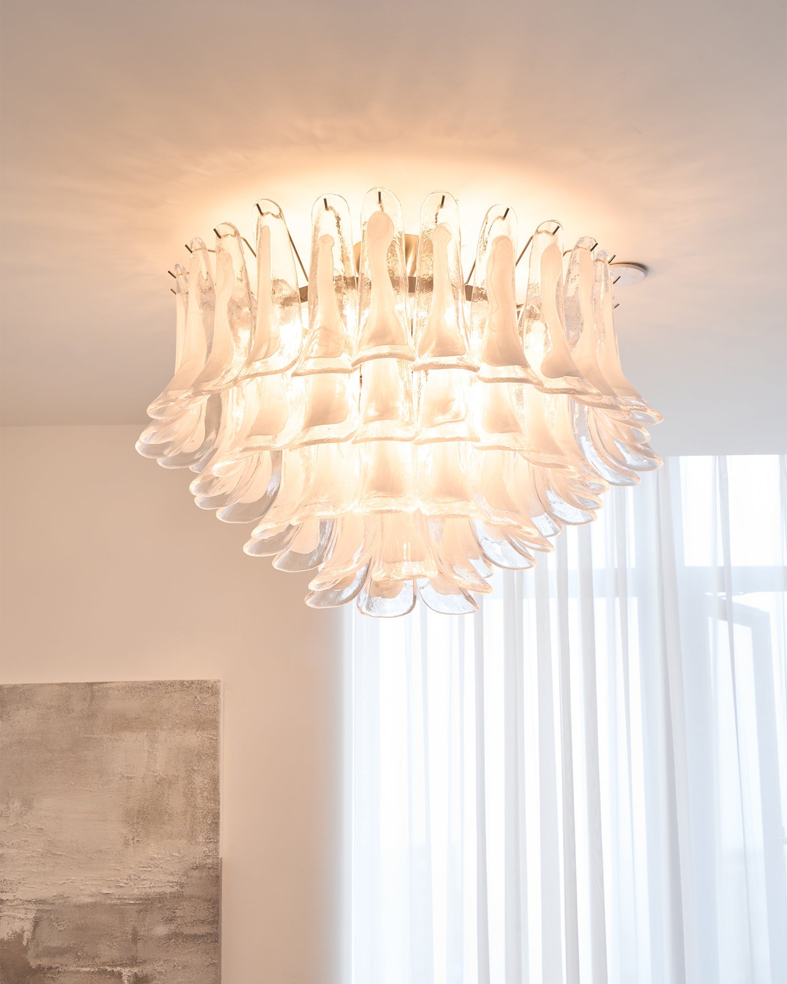 Aurora Ceiling Lamp Clear Glass Wave Layered Elegant-Neutral Decor