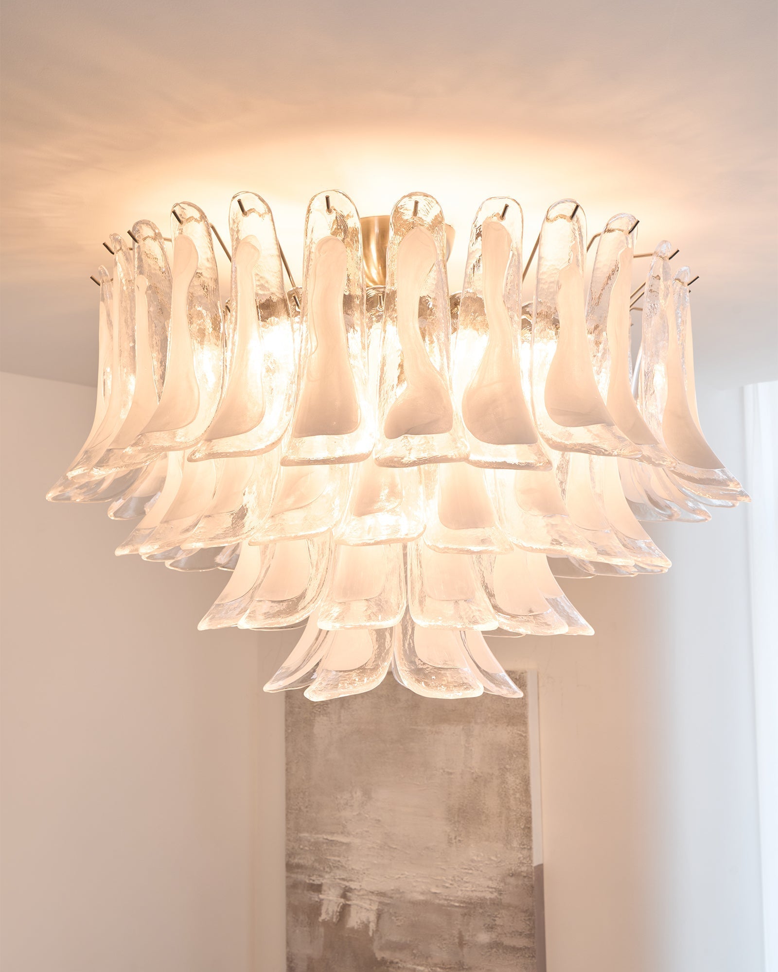 Aurora Ceiling Lamp Clear Glass Wave Layered Elegant-Neutral Decor