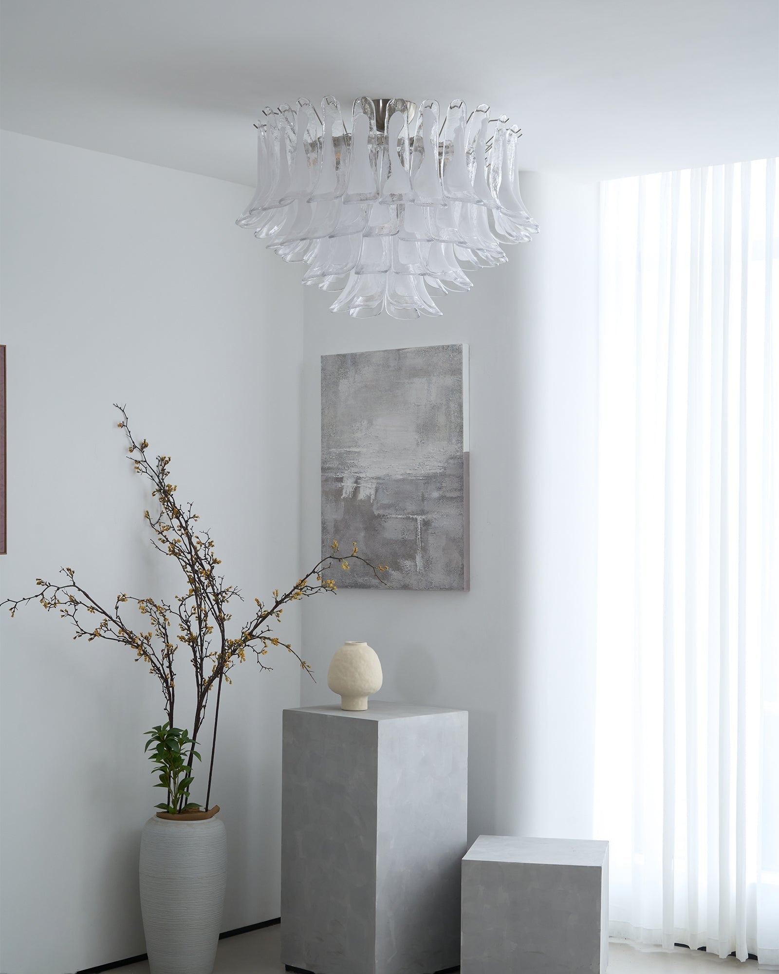 Aurora Ceiling Lamp Clear Glass Wave Layered Elegant-Neutral Decor