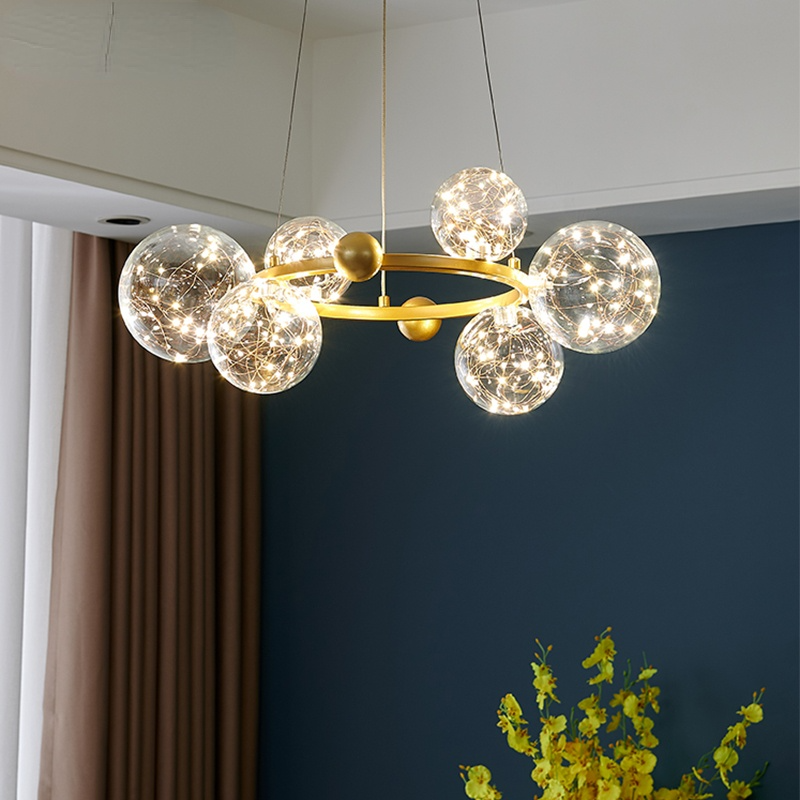 Valentina Art Deco Luminous Sphere Cluster Glass Pendant Light - Neutral Decor