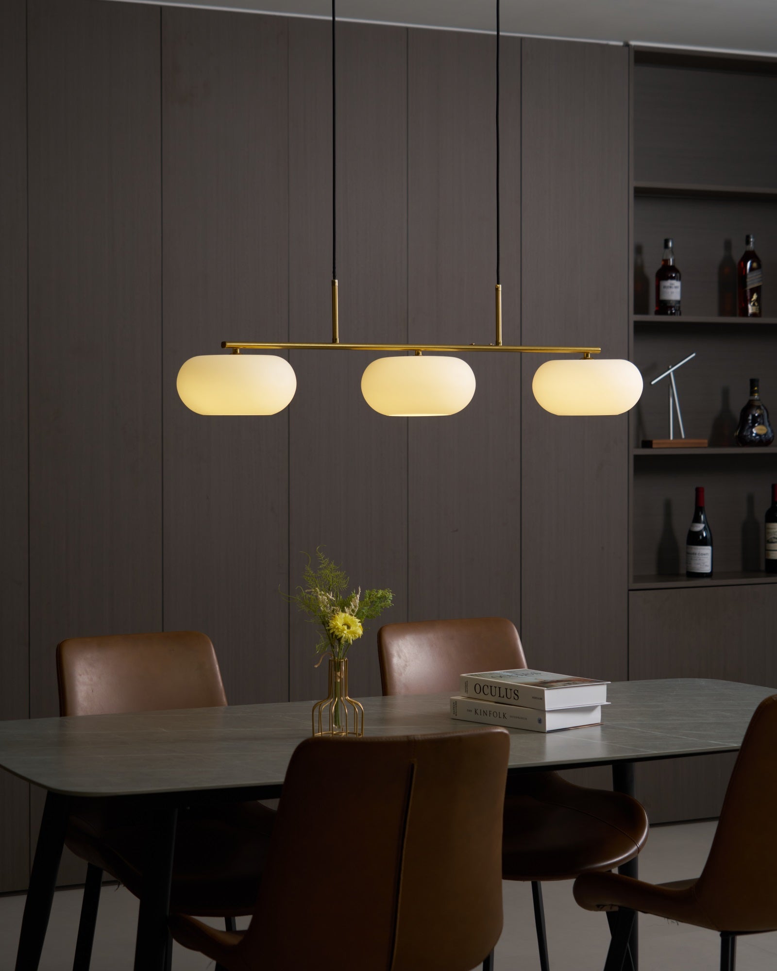 Lustra Pendant Lamp 3-Light Globe Shaped Linear-Neutral Decor