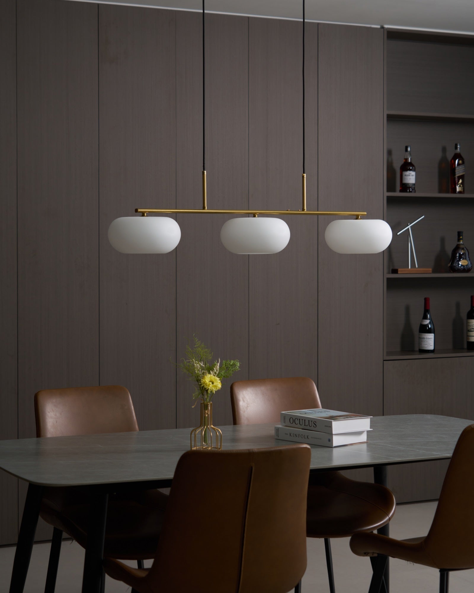 Lustra Pendant Lamp 3-Light Globe Shaped Linear-Neutral Decor