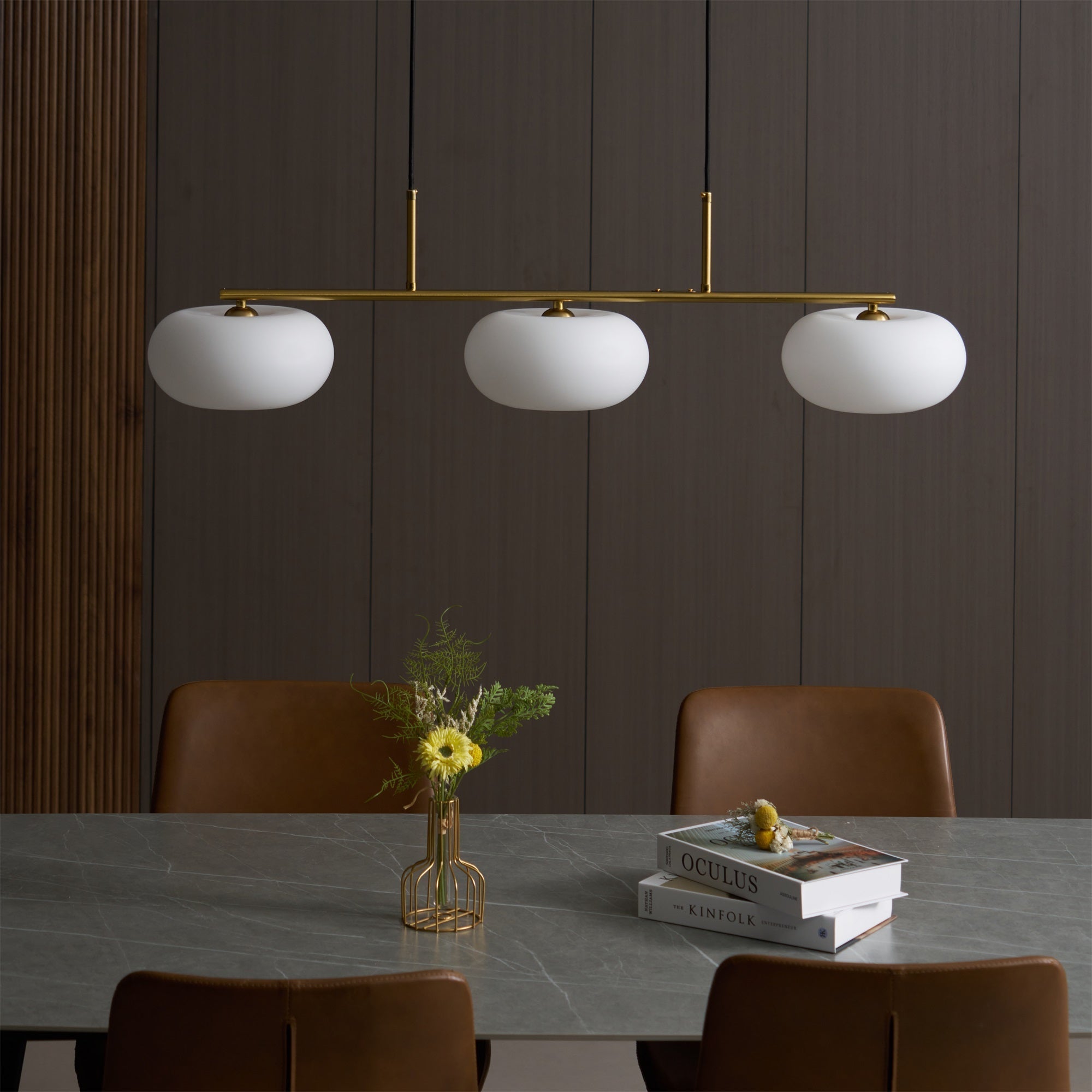 Lustra Pendant Lamp 3-Light Globe Shaped Linear-Neutral Decor