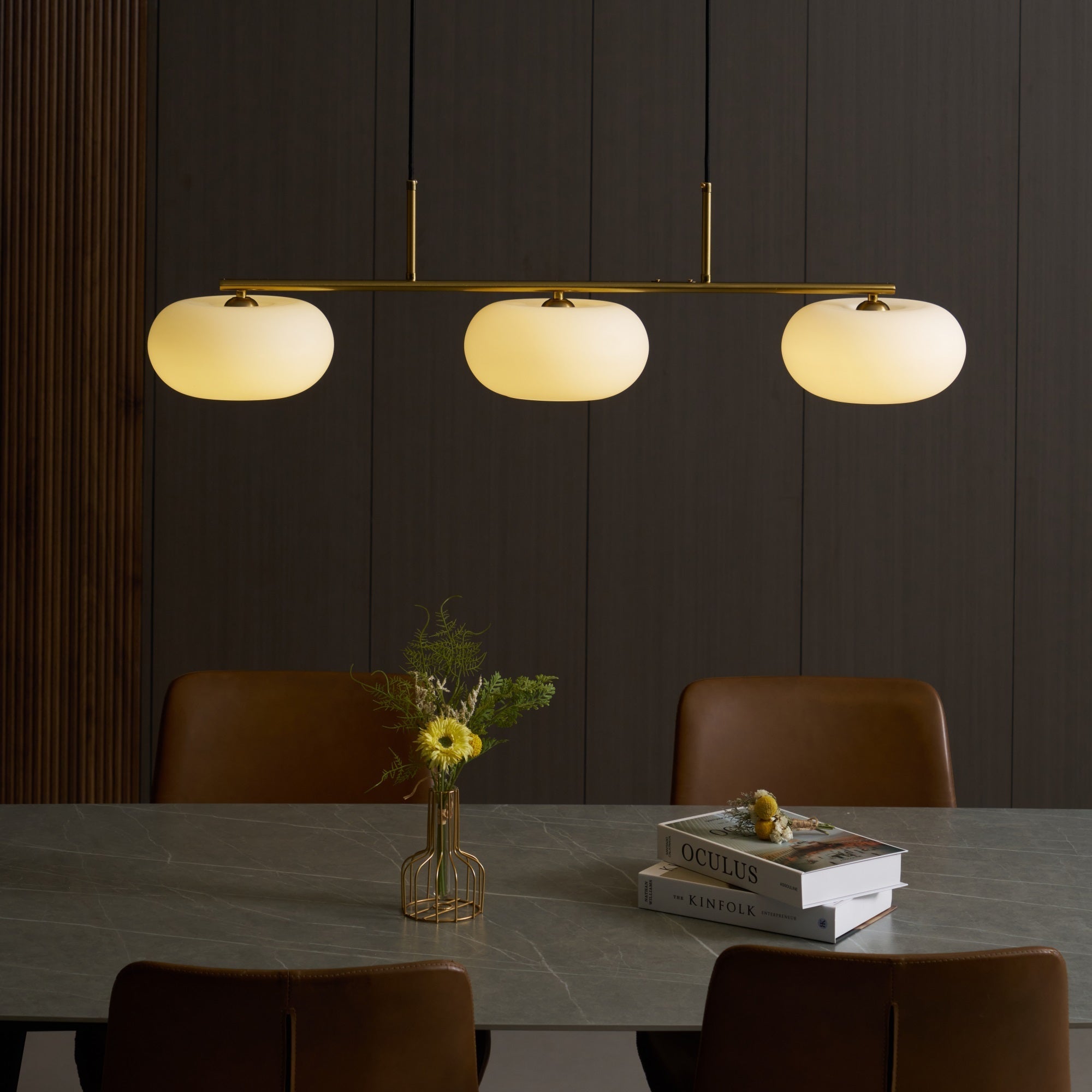 Lustra Pendant Lamp 3-Light Globe Shaped Linear-Neutral Decor
