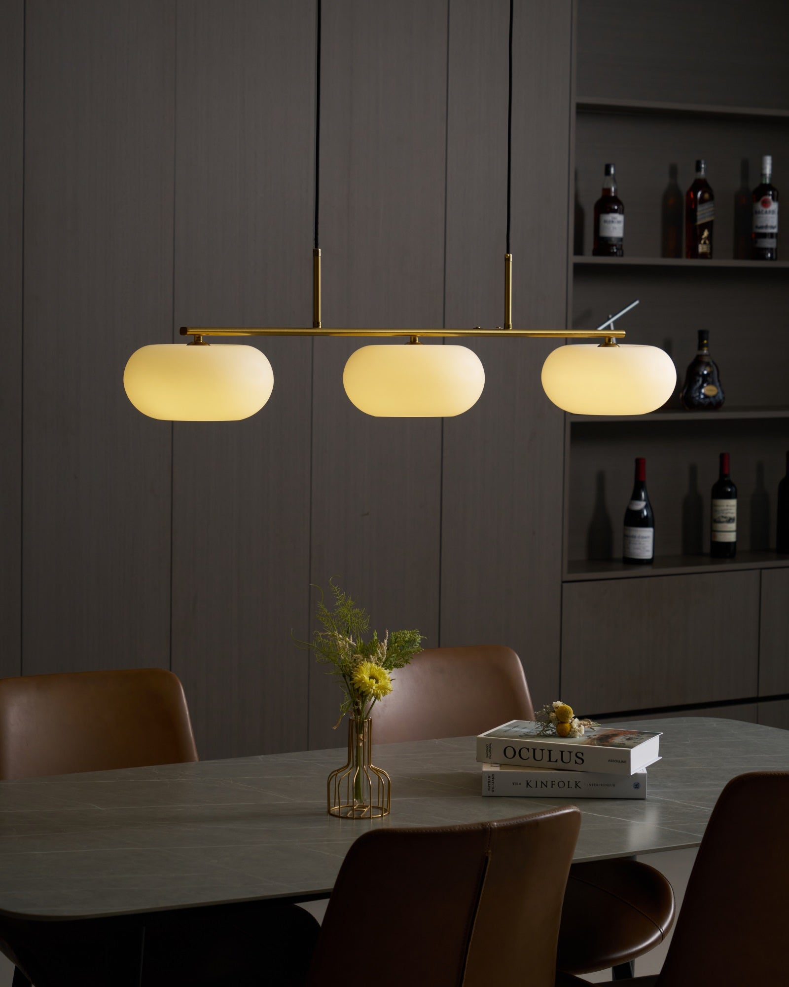 Lustra Pendant Lamp 3-Light Globe Shaped Linear-Neutral Decor