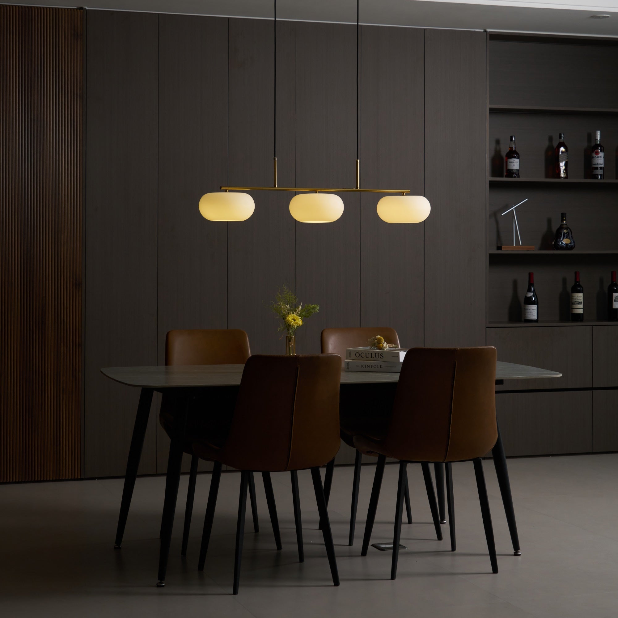 Lustra Pendant Lamp 3-Light Globe Shaped Linear-Neutral Decor