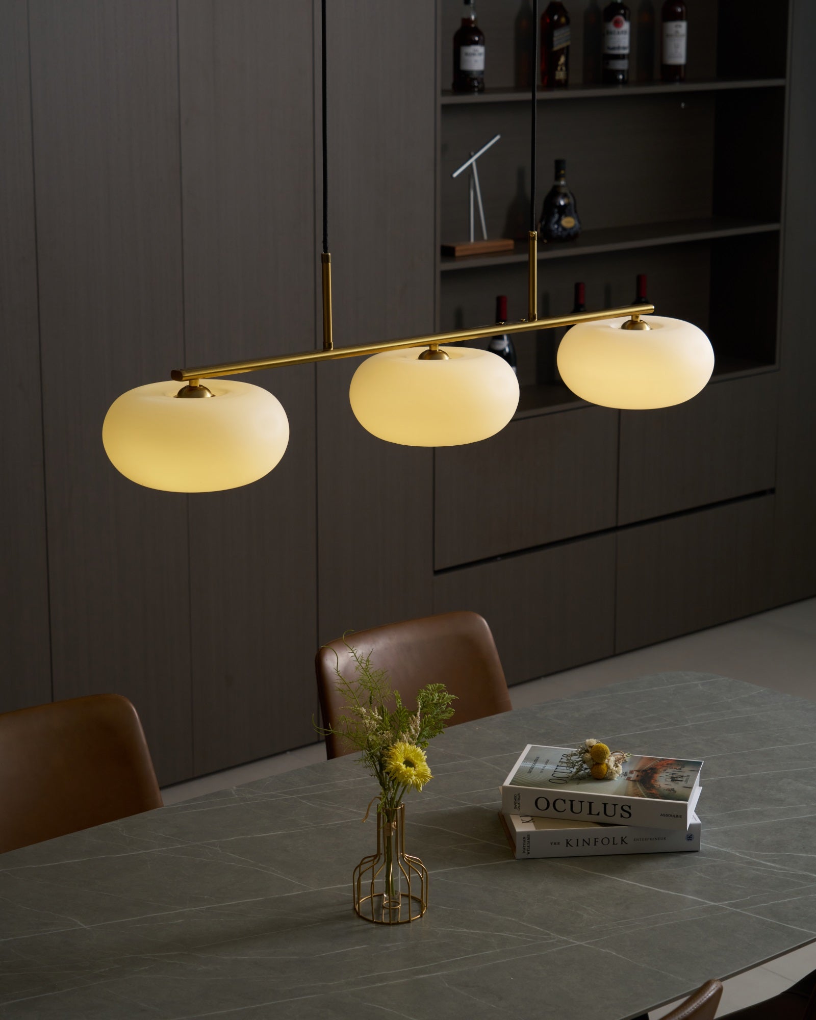 Lustra Pendant Lamp 3-Light Globe Shaped Linear-Neutral Decor