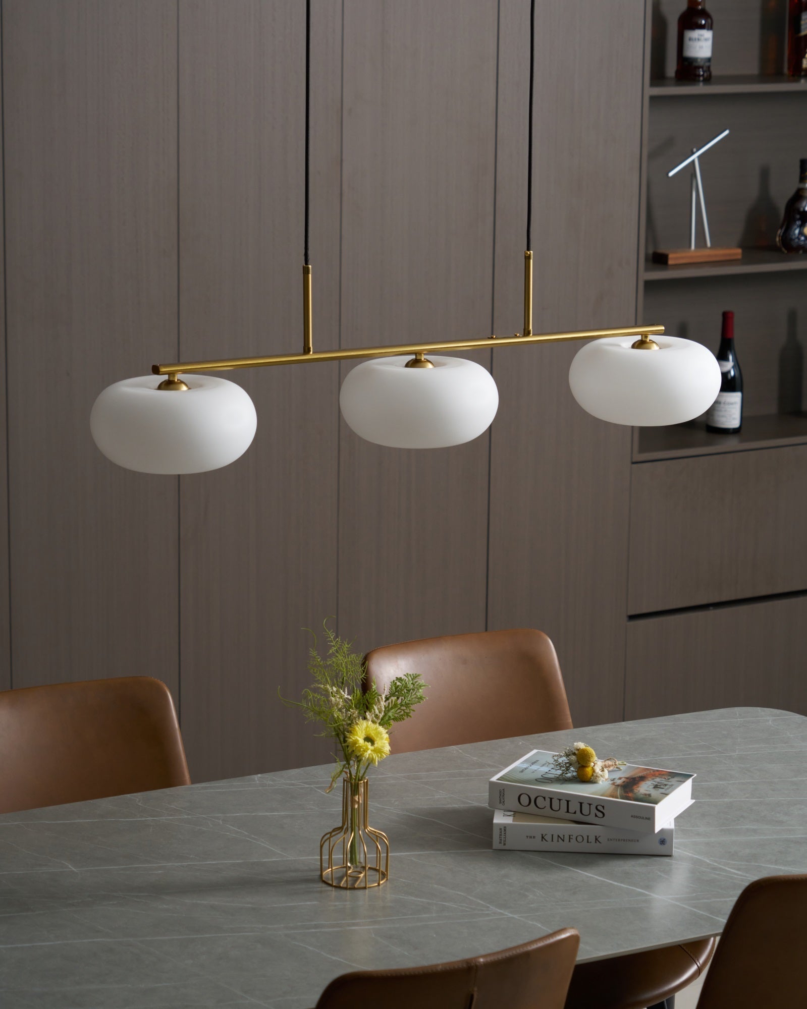 Lustra Pendant Lamp 3-Light Globe Shaped Linear-Neutral Decor