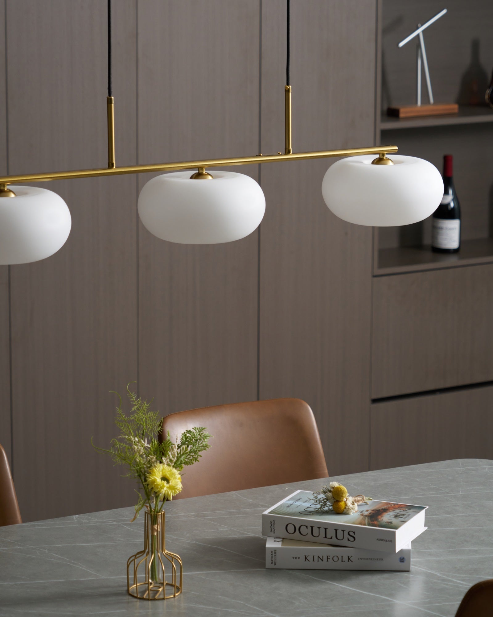 Lustra Pendant Lamp 3-Light Globe Shaped Linear-Neutral Decor