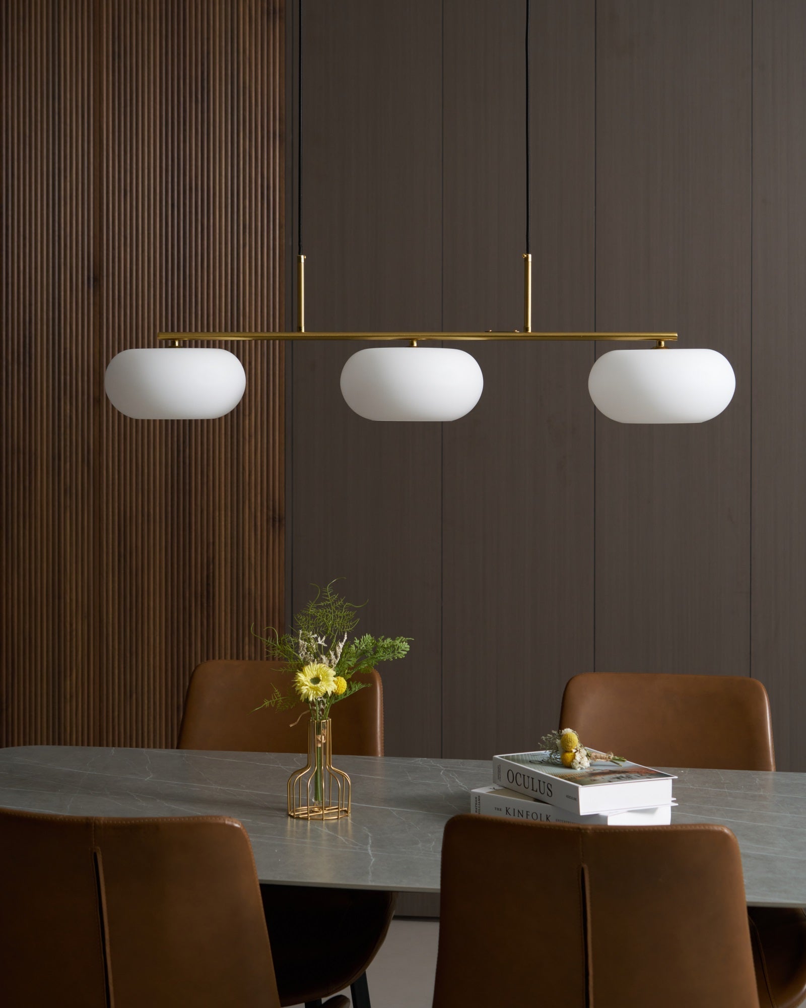 Lustra Pendant Lamp 3-Light Globe Shaped Linear-Neutral Decor