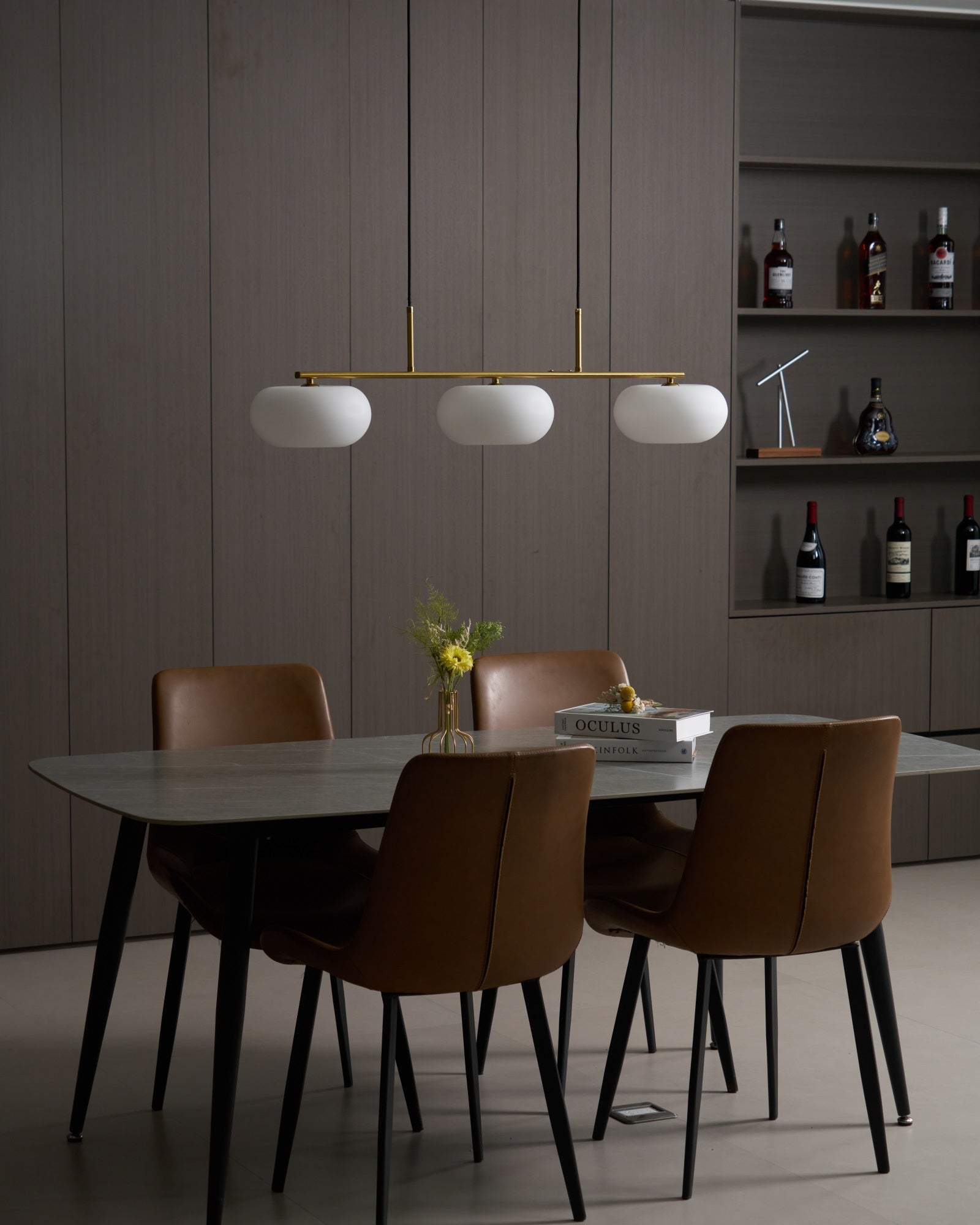 Lustra Pendant Lamp 3-Light Globe Shaped Linear-Neutral Decor