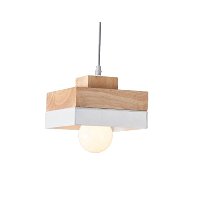 Aria Minimalist Black & White Wood Geometric Pendant Light - Neutral Decor
