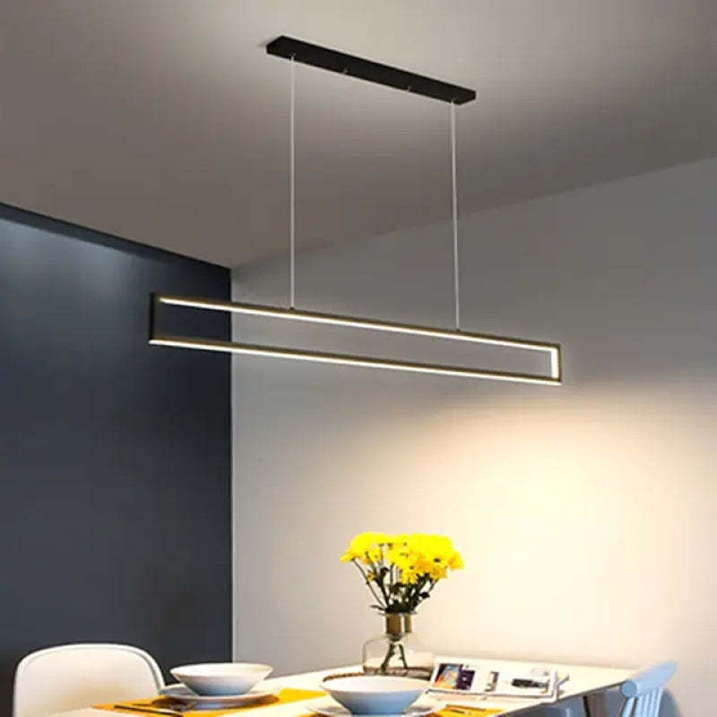 Arisha Modern Metal Vertical Rectangular Pendant Light, Black - Neutral Decor