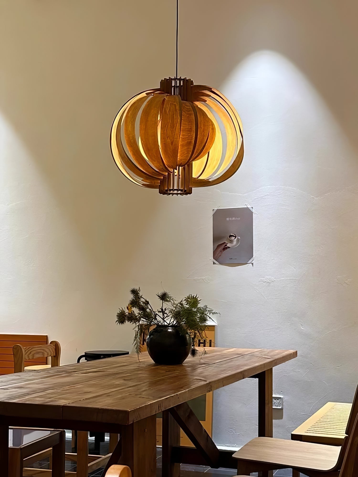 Ivraeus Premium Elegance Ring Wood Pendant Light-Neutral Decor