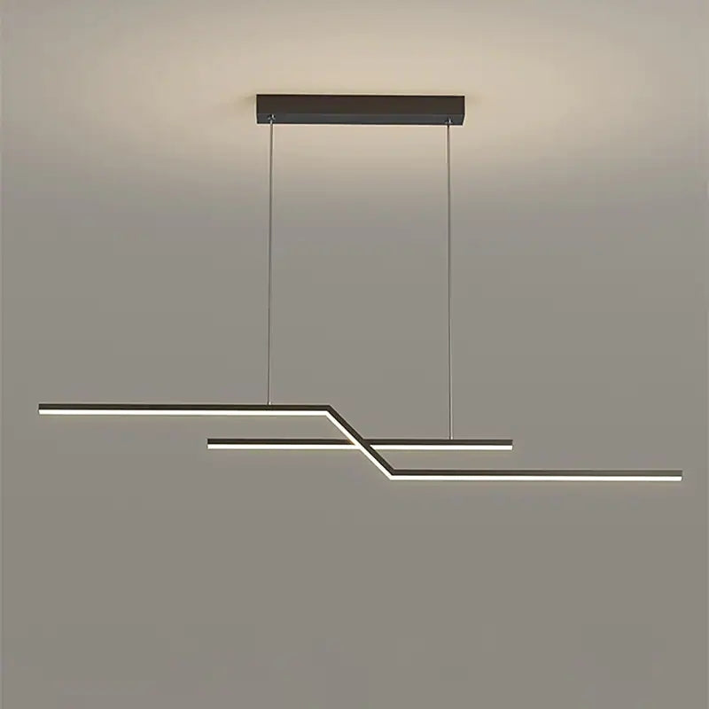 Arisha Parallel Fold Linear Pendant Light, Black/Gold, Living Room - Neutral Decor