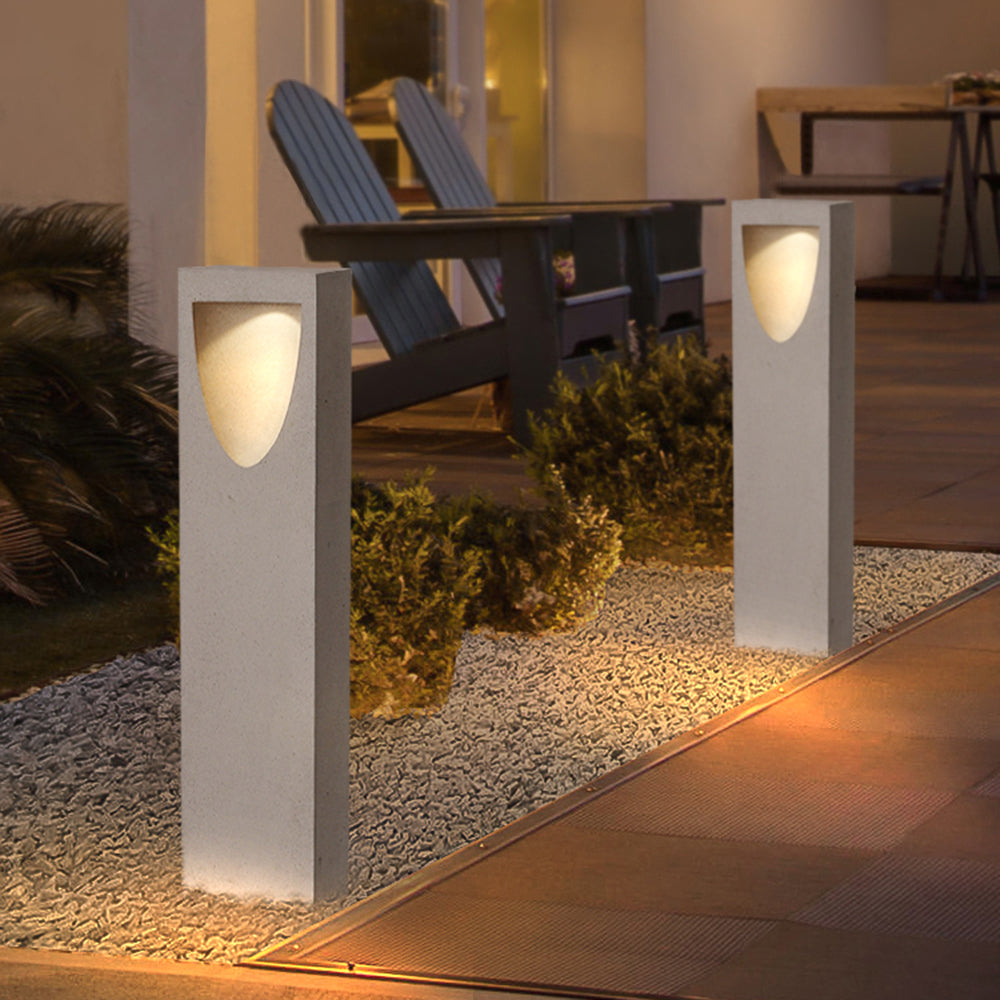 Ray Modern Stone Reflection Outdoor Path Light, Gray - Neutral Decor