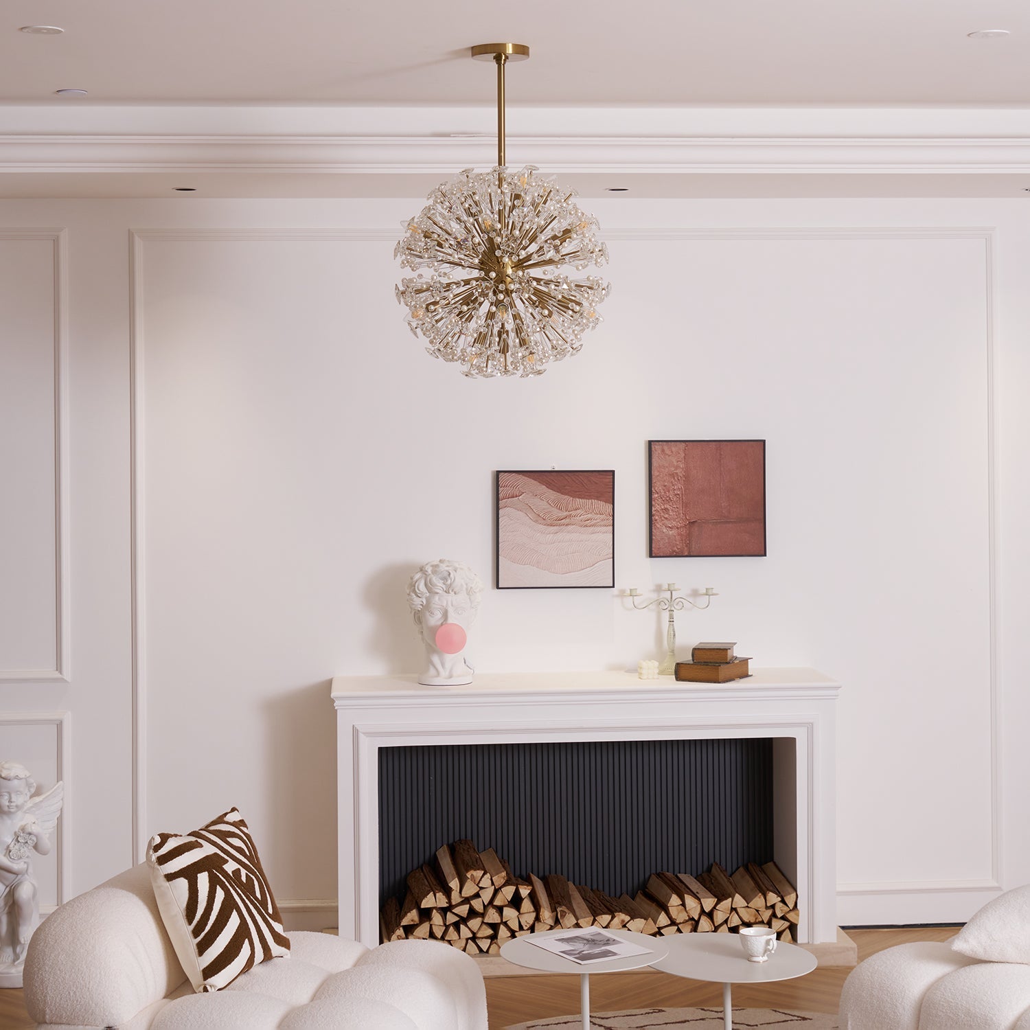 Zene Chandelier Dickinson Gold Crystal Starburst-Neutral Decor