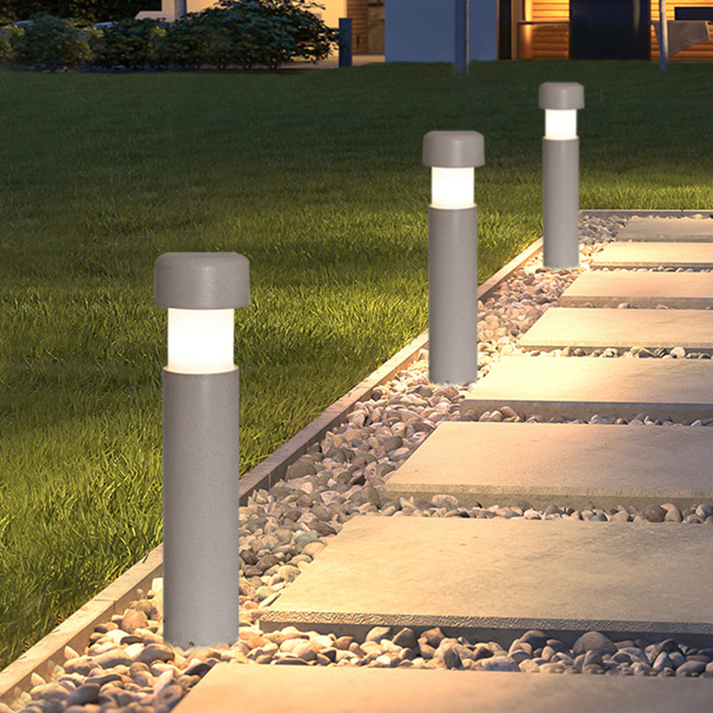Ray Modern Metal Cylindrical Outdoor Path Light, Grey - Neutral Decor
