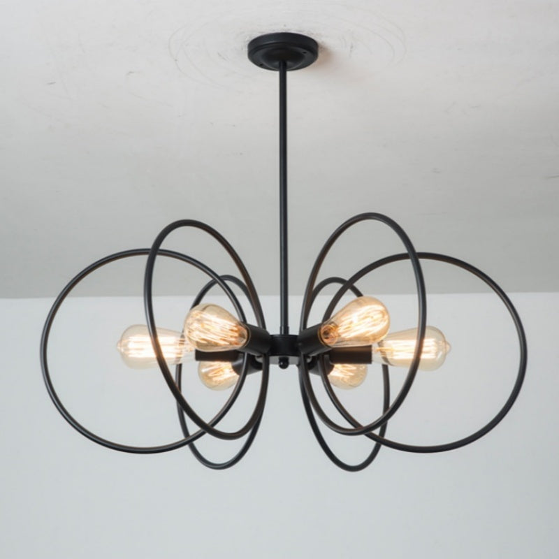 Alessio Industrial LED Chandelier Black Metal Living Room/Bedroom - Neutral Decor