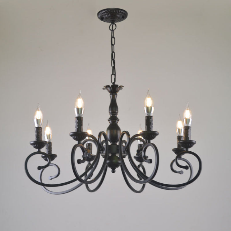 Silva Creative Retro Candle Chandelier Black Metal Bedroom - Neutral Decor