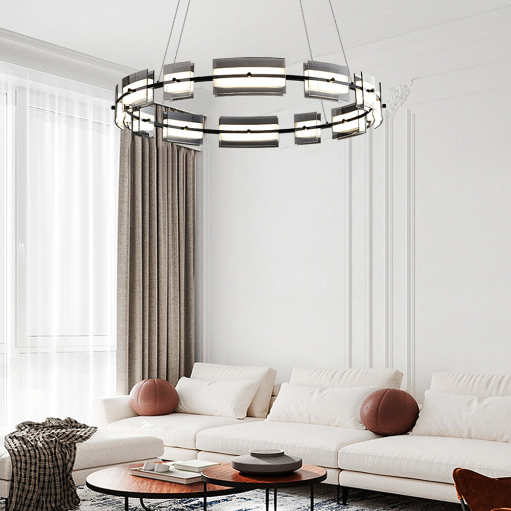 Arisha Minimalist Ring Metal Pendant Light,Black/Gold - Neutral Decor