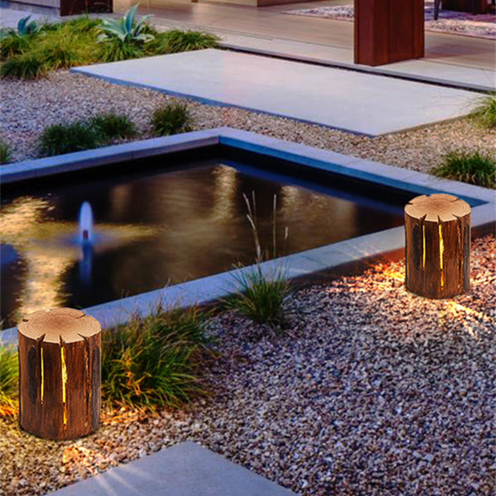 Ray Natural Column Wood Outdoor Floor Lamp Table - Neutral Decor