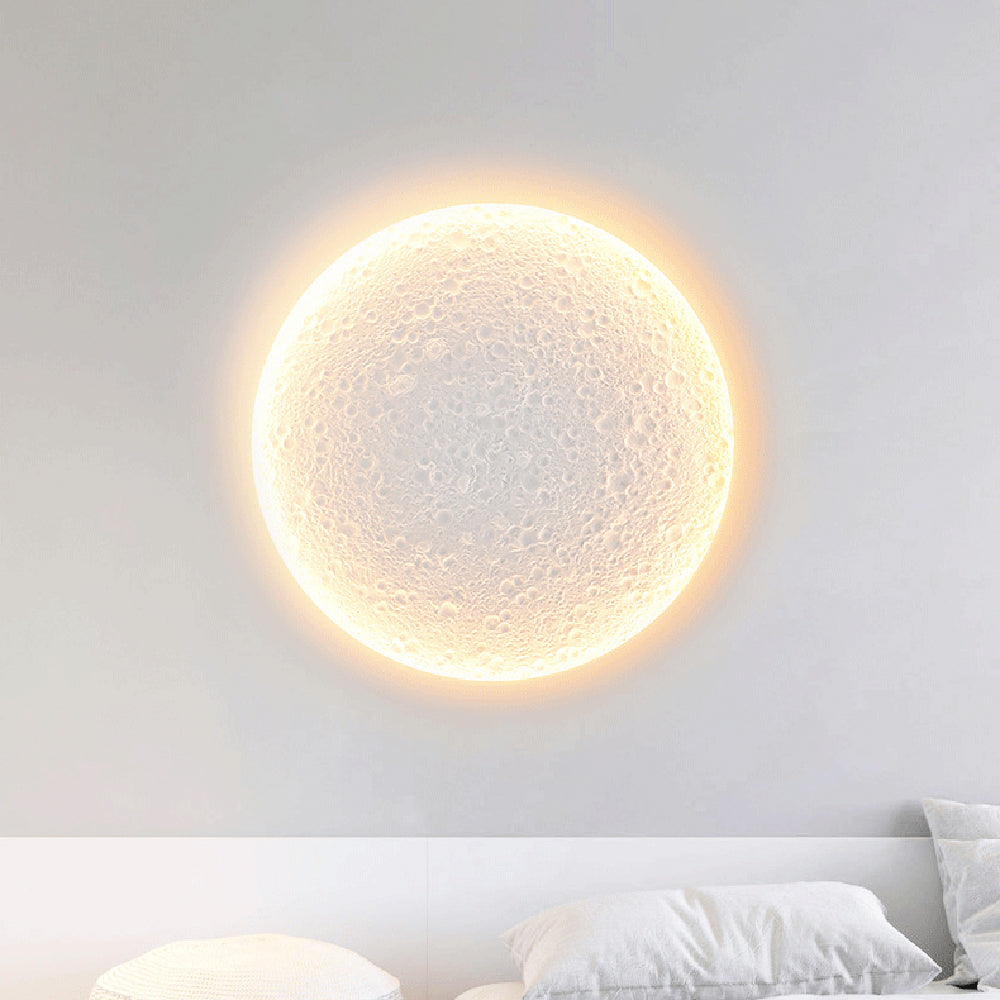 Aria Decorative Moon Metal/Gypsum Wall Lamp, White - Neutral Decor