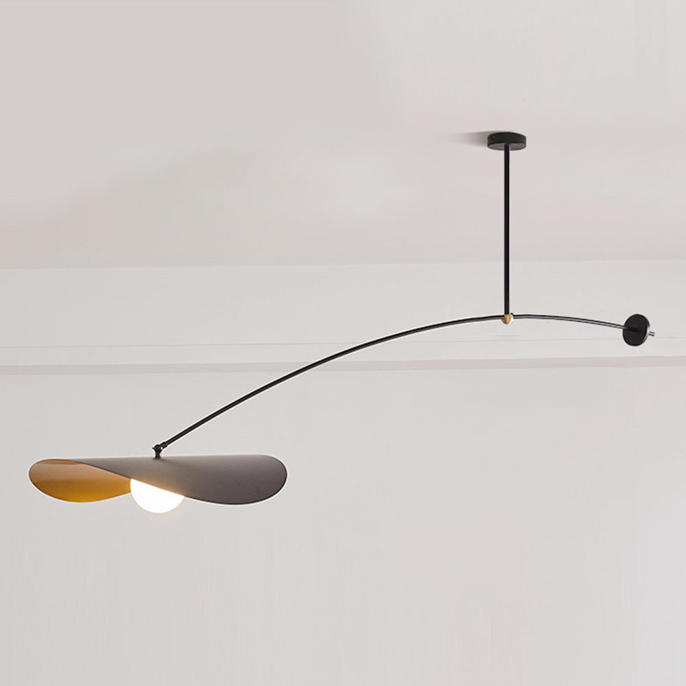 Arisha Minimalist Lotus Leaf Shaped Metal Pendant Light, Black/Gold - Neutral Decor