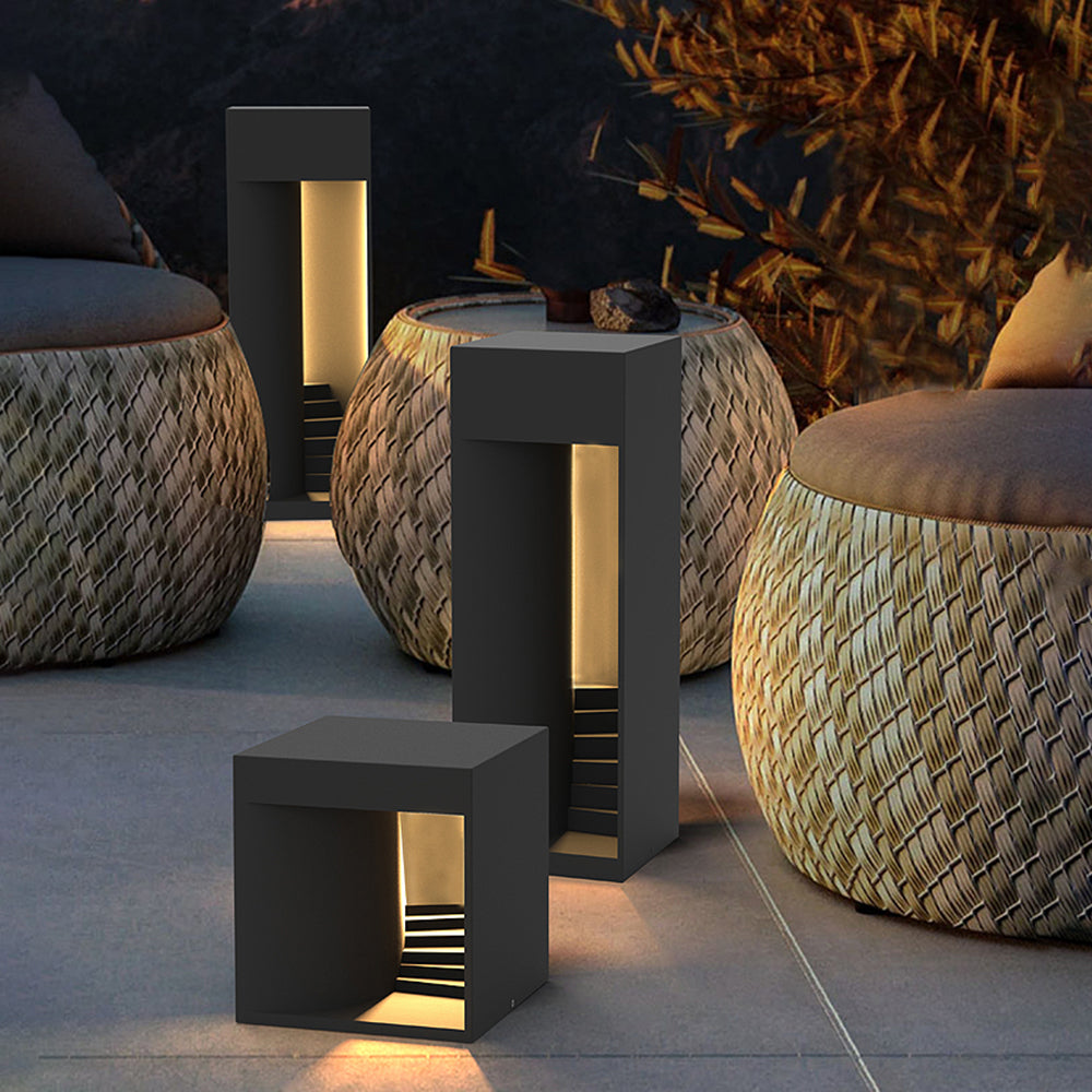 Ray Minimalist Waterproof Cuboid Rechargeable/Solar Lamp de Table, Black/White - Neutral Decor