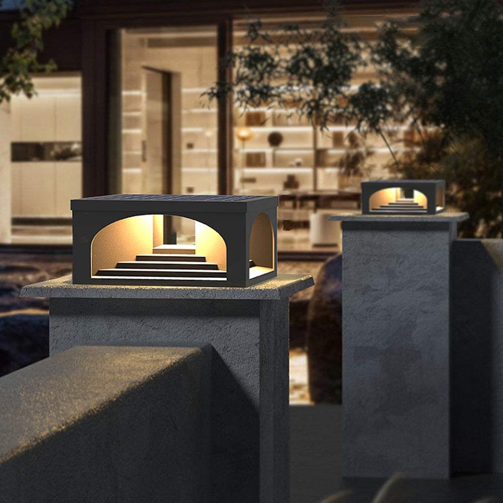 Ray Modern Stair Metal Solar Outdoor Pier-Mount Pillar Light - Neutral Decor