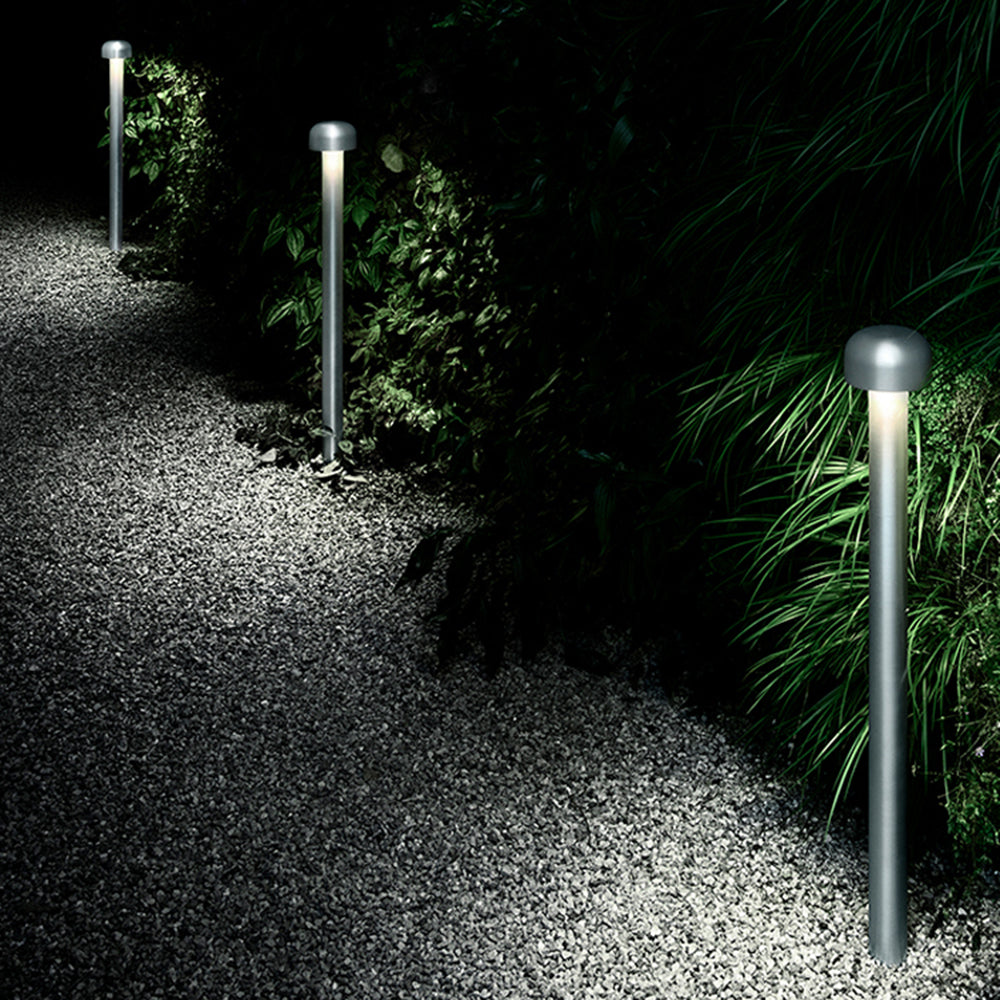 Ray Modern Metal Mushroom Shaped Outdoor Path Light, Silver/Black - Neutral Decor