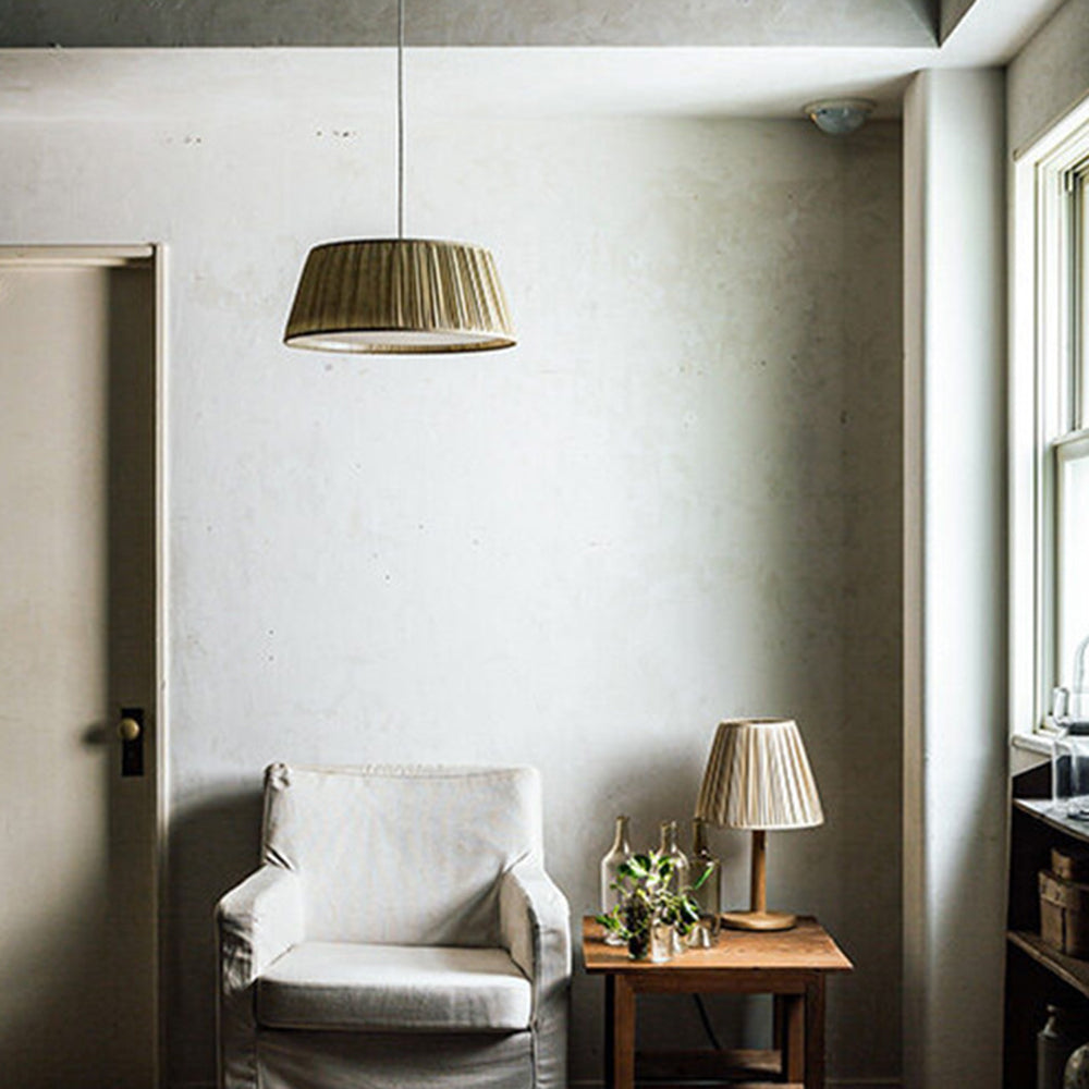 Ritta Pleated Pendant Light Wabi Sabi, Metal/Fabric, Living Room - Neutral Decor
