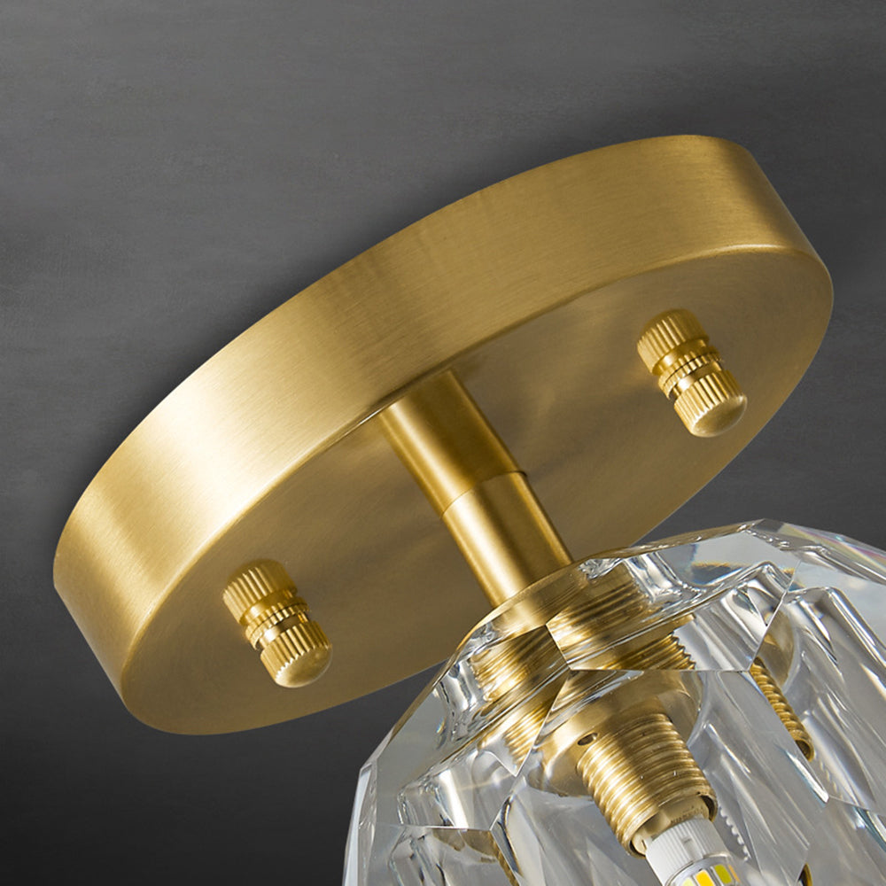 Kristy Luxury Diamond Metal/Acrylic Flush Mount Ceiling Light, Gold - Neutral Decor
