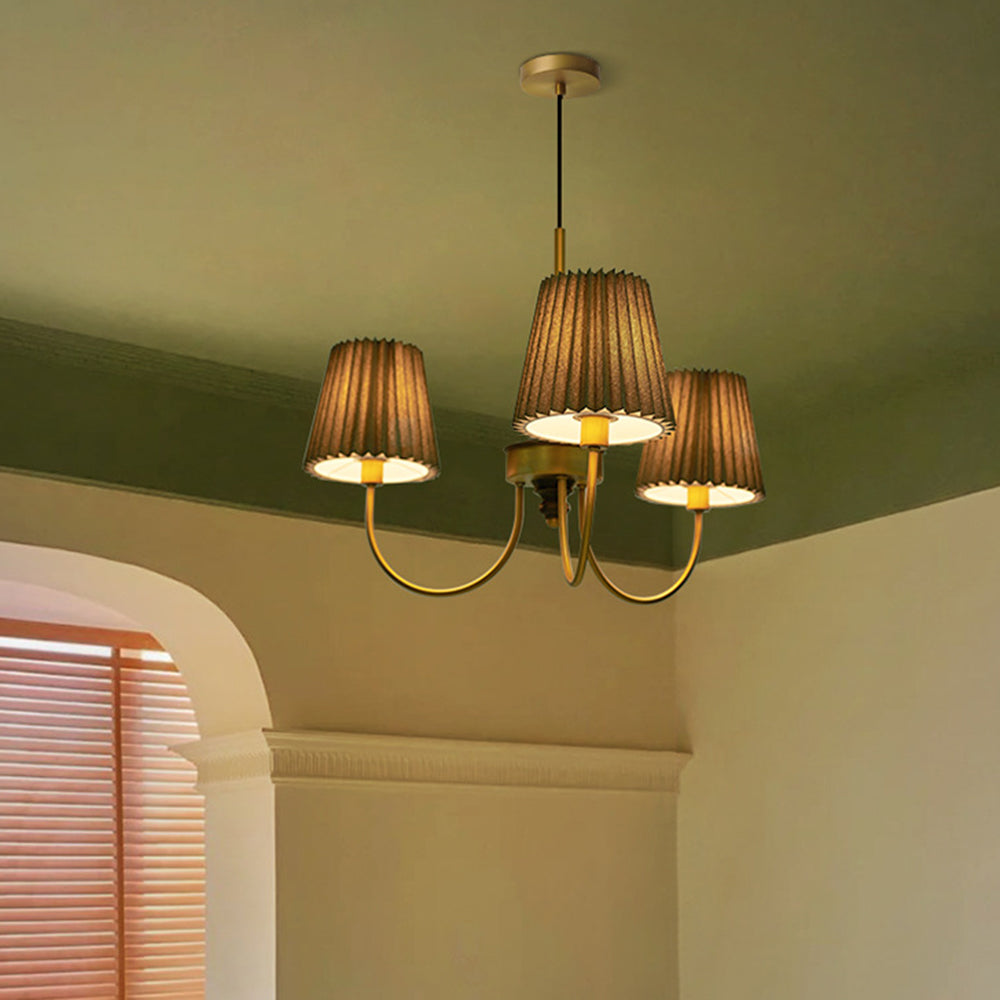 Silva Modern Retro Fabric Chandelier, White/Green - Neutral Decor