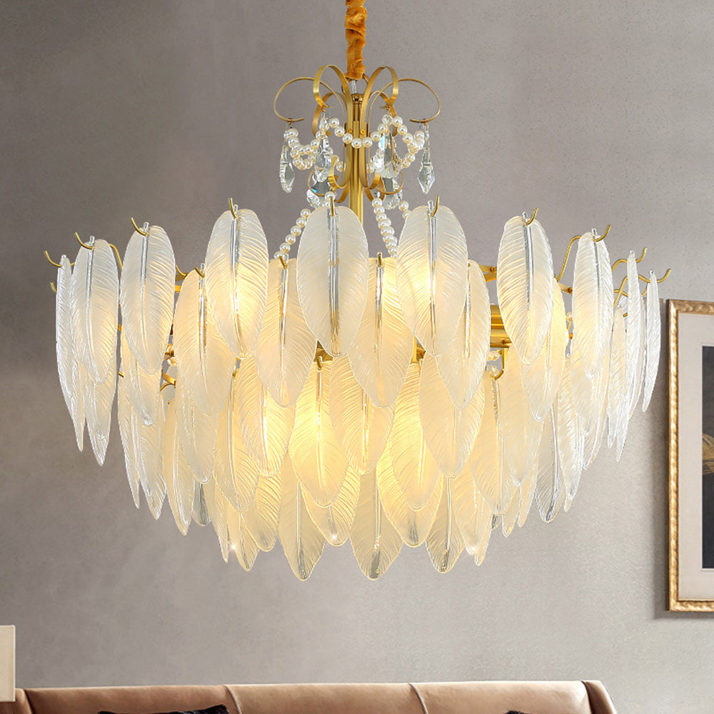 Kristy Elegant Pearl/Glass/Metal Chandelier, White - Neutral Decor