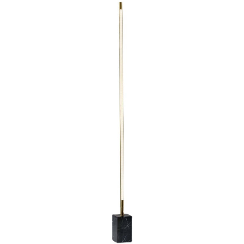Edge Minimalist Linear Floor Lamp, Black/Gold, Metal/Marble - Neutral Decor