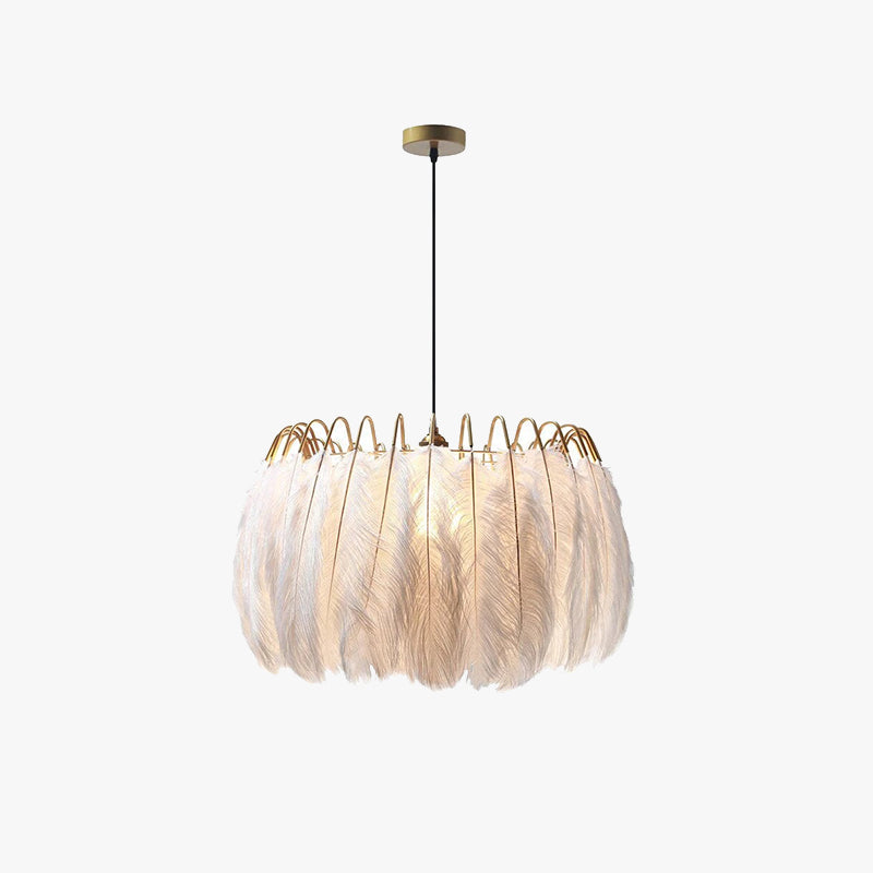 O'Moore Elegant Feather Pendant Light, Black/White, Bedroom/Living Room - Neutral Decor