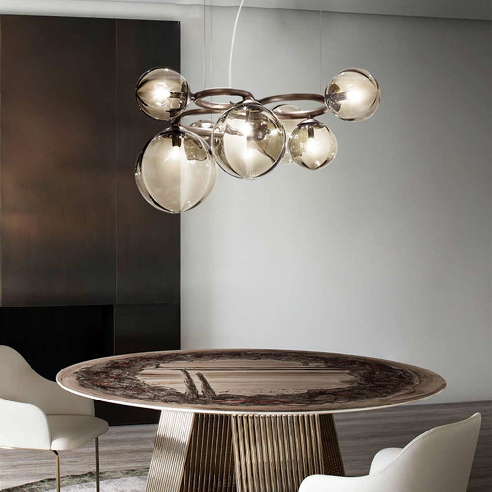 Valentina Modern Designe Wave Metal/Glass Pendant Light, White/Gold - Neutral Decor