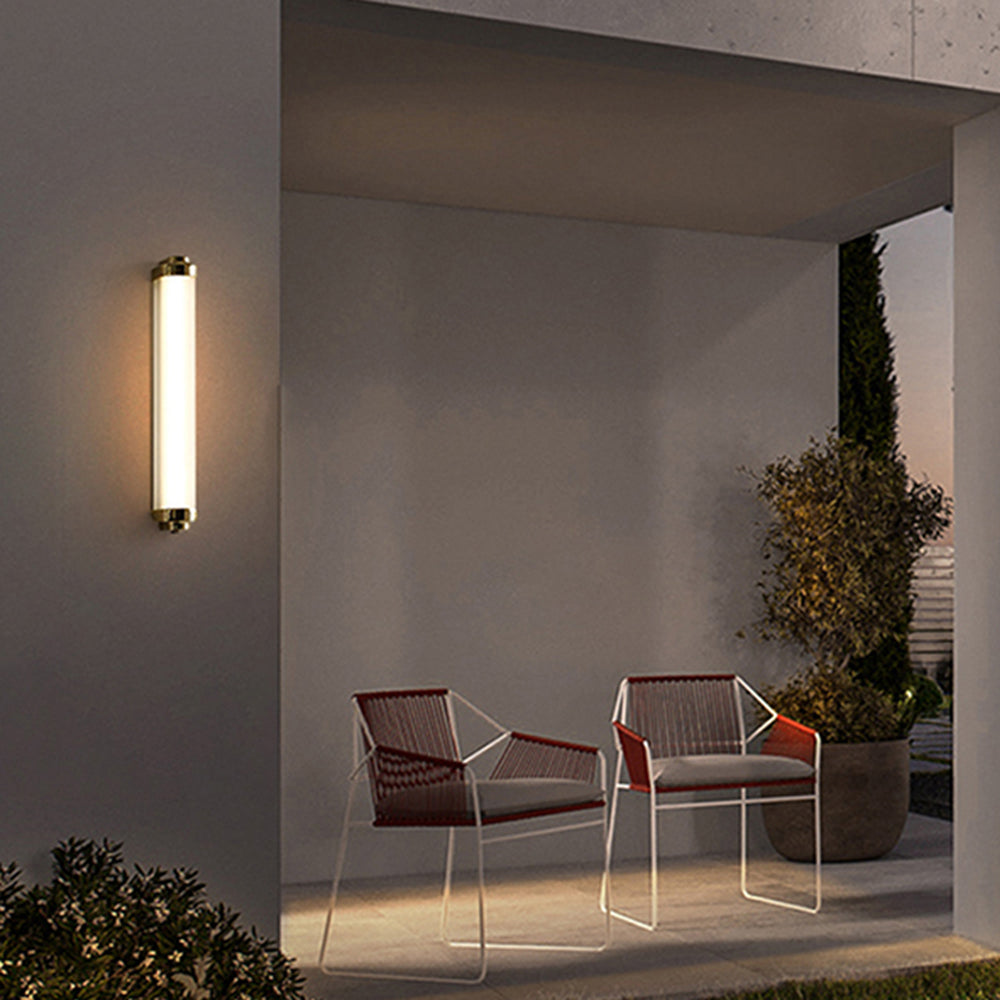 Ray Minimalist Cylindrical Metal Outdoor Wall Lamp, Black/Gold/Silver - Neutral Decor