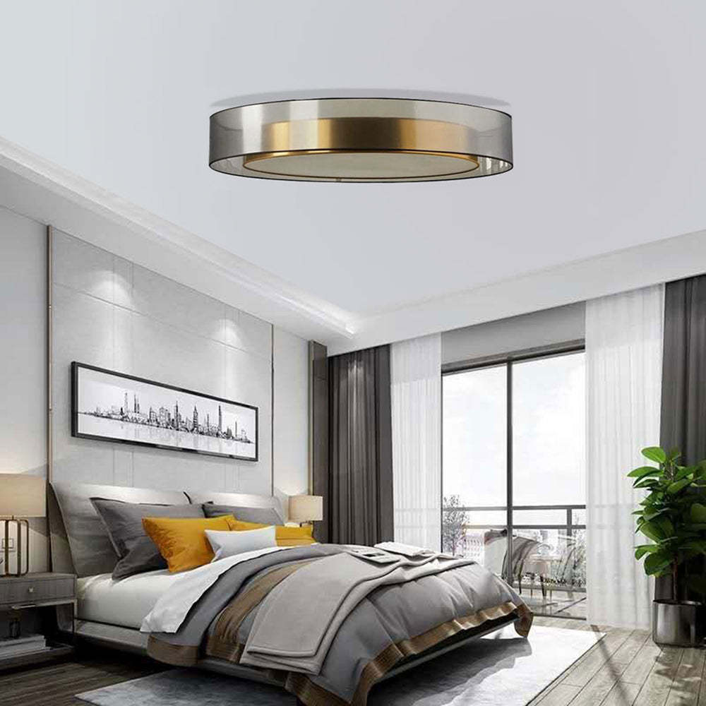 Arisha Nordic Modern Round LED Flush Mount Ceiling Light, Gold Copper - Neutral Decor